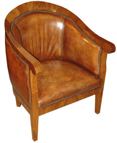 A Mid-19th century Walnut German Biedermeier Tub Chair No. 1553