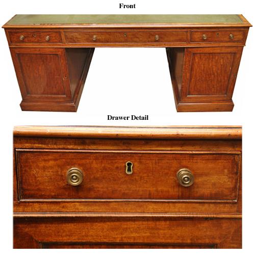 A 19th Century English Regency Lever London Mahogany Partners Desk No. 3395