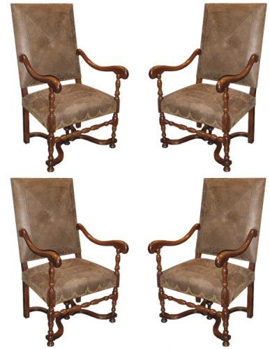 A Set of Four 18th Century French Baroque Walnut Fauteuils Armchairs No. 3402