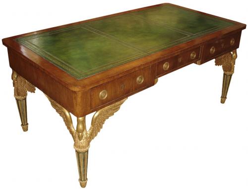 A Rare Pair of Italian Empire Walnut and Parcel-Gilt Partners Desks No. 3403