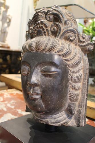 An 18th Century Siamese Stone Buddha Head No. 3410