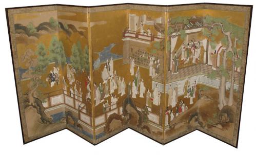 An Edo Period 18th Century Six-Paneled Japanese Lacquered Screen No. 3425