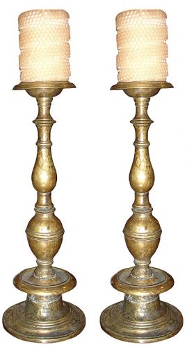A Pair of Solid Brass Candlesticks No. 3457