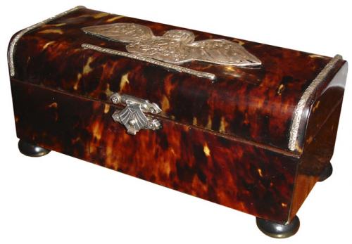An Unusually Diminutive Tortoiseshell and Sterling Silver Table Box No. 3443
