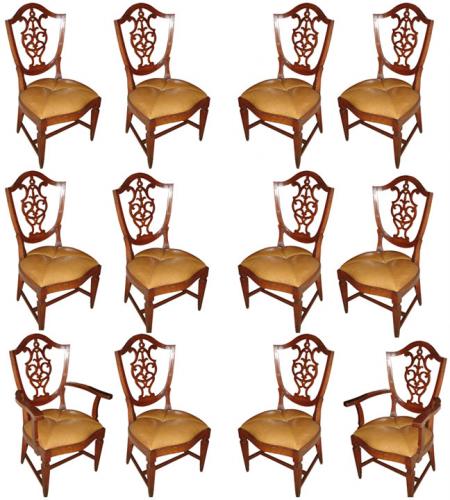 A Rare Set of Twelve 18th Century Italian Walnut Dining Chairs No. 3477