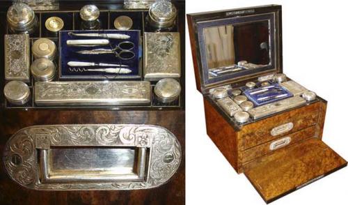 An Elegant 19th Century English Burl Wood Travel Box No. 3505