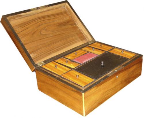 A 19th Century English Walnut and Satinwood Marquetry Sewing Box No. 3506