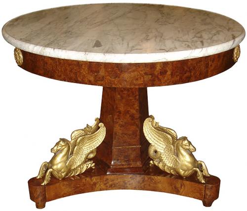 An Early 19th Century Italian Burl Walnut Center Pedestal Table No. 3570