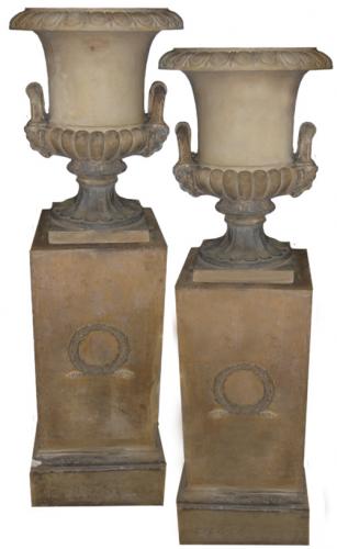 A Pair of Late 19th Century Terra Cotta “Borghese” Urns No. 3610
