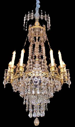 A Magnificent Ten-Light 18th Century Rock Crystal, Cut Crystal and Brass Ormolu Chandelier No. 3613
