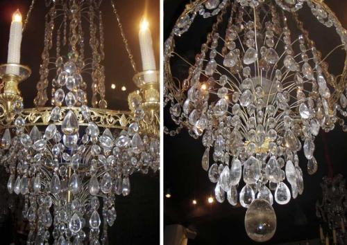 A Magnificent Ten-Light 18th Century Rock Crystal, Cut Crystal and Brass Ormolu Chandelier No. 3613