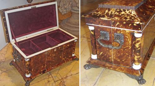 An Unusually Large and Rare English Regency Tortoiseshell Tea Caddy No. 3619