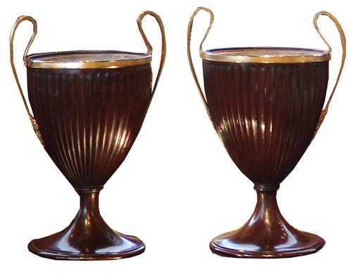 A Pair of 19th Century Mahogany Regency Fluted Urns No. 3625