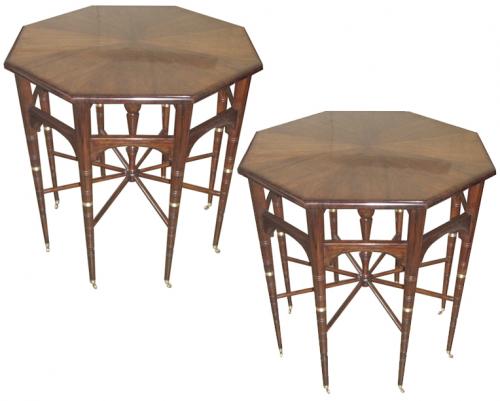 A Pair of Unusual Spoke-wheel (Spider Table) Octagonal Mahogany Side Tables No. 3654