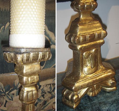 A Rare Set of Four Matching 18th Century Giltwood Pricket Sticks No. 3658