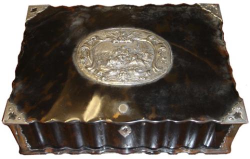 A 19th Century Dutch Translucent Tortoiseshell and Sterling SilverValuables Box No. 3494