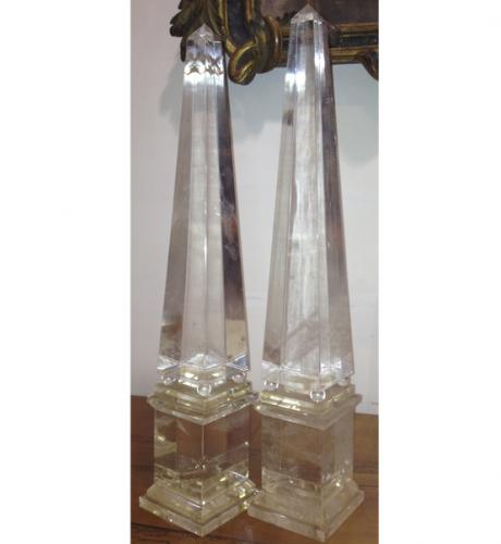 A Harlequin Pair of Rock Crystal Obelisks No. 3659