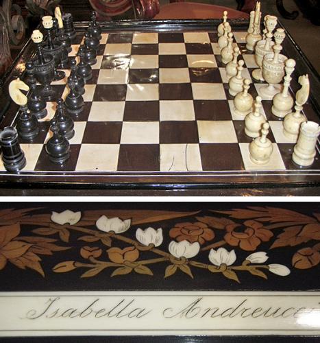 A 19th Century Bone and Ebony Chess Set No. 3689