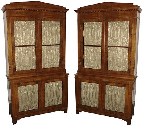 A Pair of 19th Century Mahogany Italian Neoclassical Empire Double Bookcases No. 3680