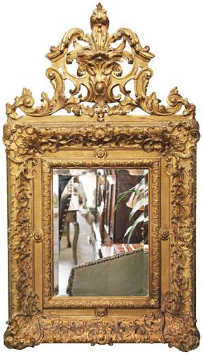 A Diminutive 19th Century French Louis XV Giltwood Mirror No. 3702
