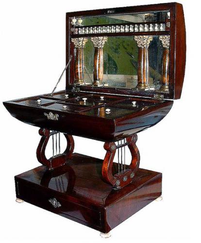 A Rare 1840 Italian Empire Mahogany Sewing Box No. 2717