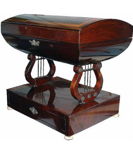 A Rare 1840 Italian Empire Mahogany Sewing Box No. 2717