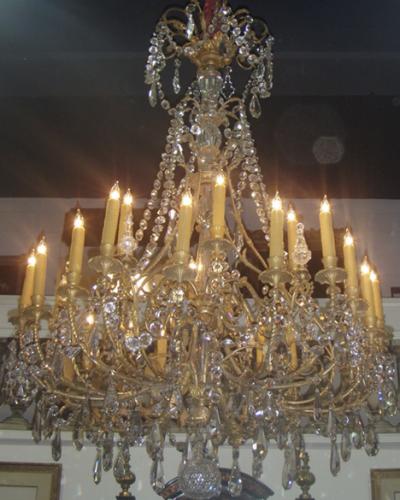 A Late 18th Century Italian 24 light Crystal and Ormolu Chandelier No. 3633