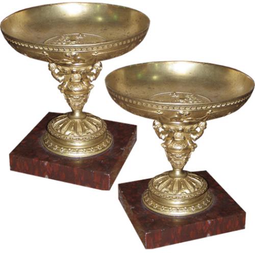 A Pair of 19th Century French Bronze Doré Tazzas No. 3723