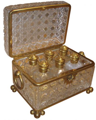 A 19th Century Cut Crystal Parfum Box No. 3727