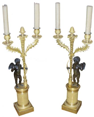 A Pair of 19th Century Italian Bronze Ormolu Candelabra No. 3730