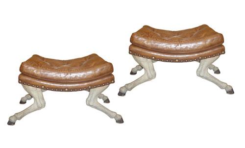 An Unusual Pair of 18th Century Cavallo Zoccolo Polychrome Benches No. 3747