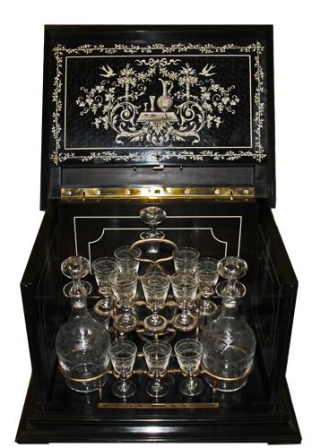 A Magnificent 18th Century Italian Ebony and Bone Cave à Liqueur No. 3805