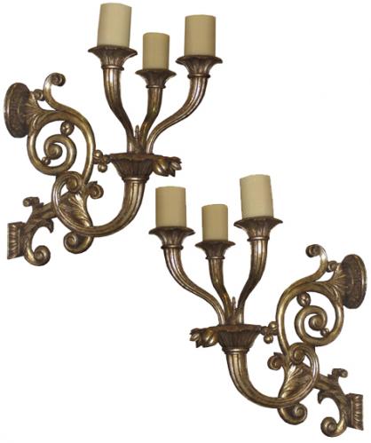 A Pair of 19th Century Italian Giltwood Sconces No. 3826
