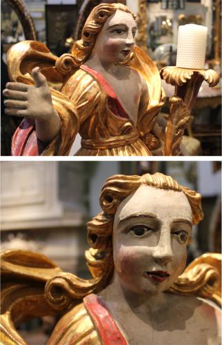 An 18th Century Pair of Polychrome and Parcel-Gilt Angel Torchères No. 3812