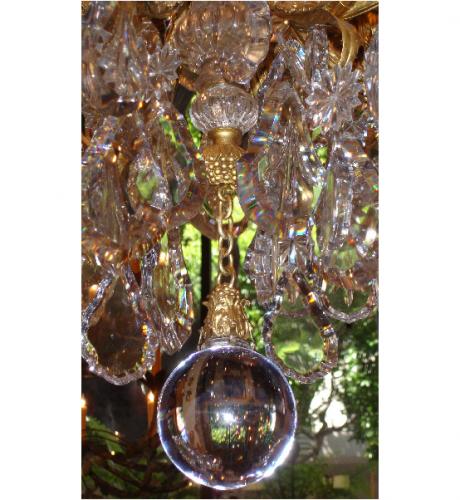 A Glittering 18-Light Three-Tiered 19th Century Italian Cut Crystal and Gilt Chandelier No. 3856