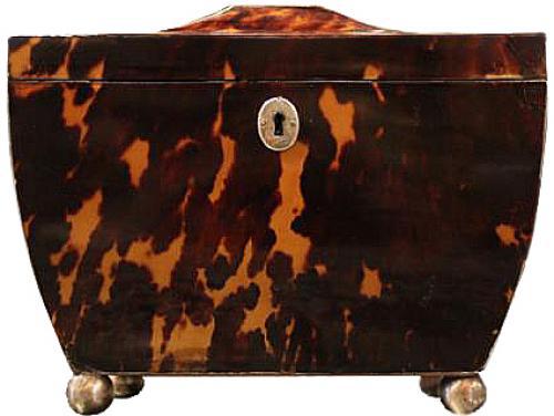 An Unusually Shaped 19th Century English Regency Tortoiseshell Tea Caddy No. 3944