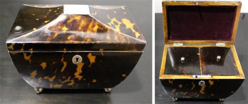 An Unusually Shaped 19th Century English Regency Tortoiseshell Tea Caddy No. 3944