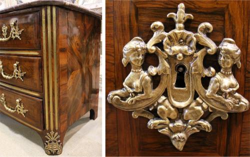 A French Transitional Régence-Louis XV Rosewood Parquetry Commode No. 3965