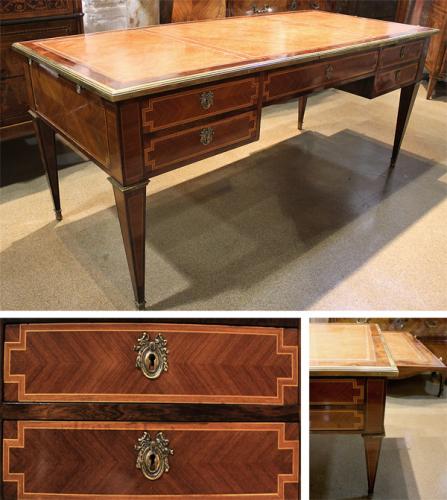 A 19th Century French Louis XVI Rosewood and Satinwood Parquetry Bureau Plat No. 3939