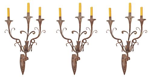 A Set of Three Italian Wrought Iron Sconces No. 1277