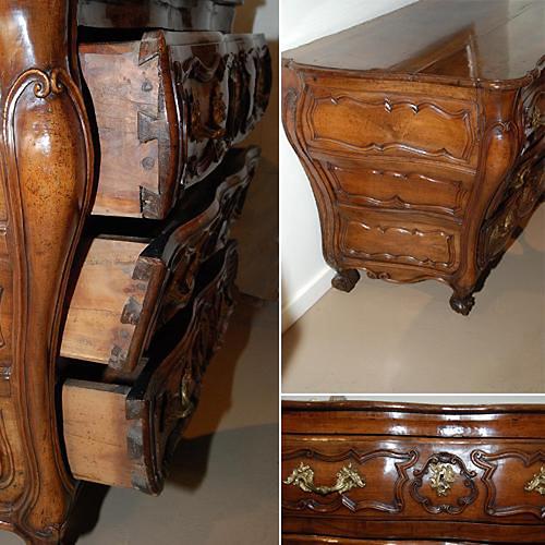 An Exceptionally Rare 18th Century French Louis XV Walnut Tombeau Commode No. 8