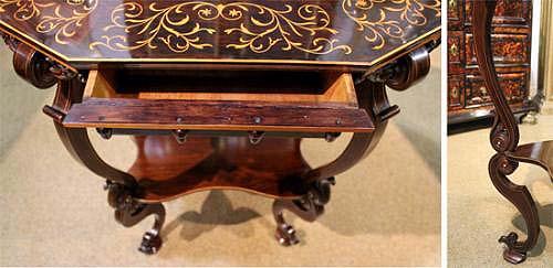 A 19th Century Florentine Ebony and Marquetry Side Table No. 4001