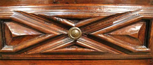 An Early 18th Century Baroque Florentine Geometric Carved Walnut Credenza No. 3999