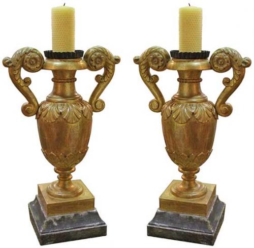A Pair of 18th Century Giltwood Urn Candlesticks No. 3920