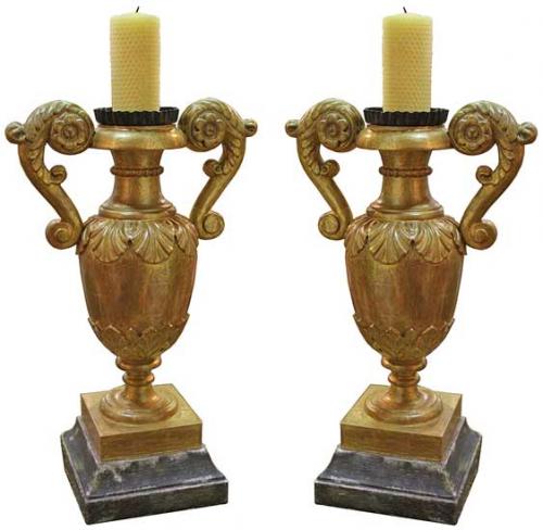 A Pair of 18th Century Giltwood Urn Candlesticks No. 3920