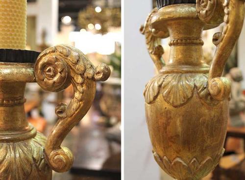 A Pair of 18th Century Giltwood Urn Candlesticks No. 3920