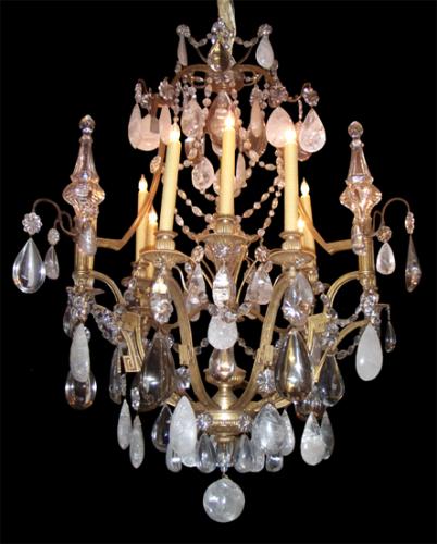 An Elegant 19th Century Italian Nine-Light Rock and Cut Crystal Chandelier No. 3623