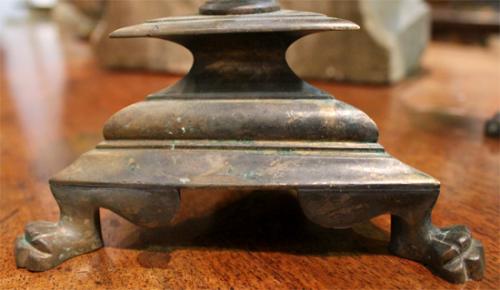 A Pair of Beautifully Patinated 17th Century Italian Brass Candlesticks No. 3878