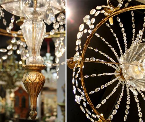 A Simply Elegant 18th Century Italian Louis XVI Six-Light Bronze Doré and Crystal Chandelier No. 4053