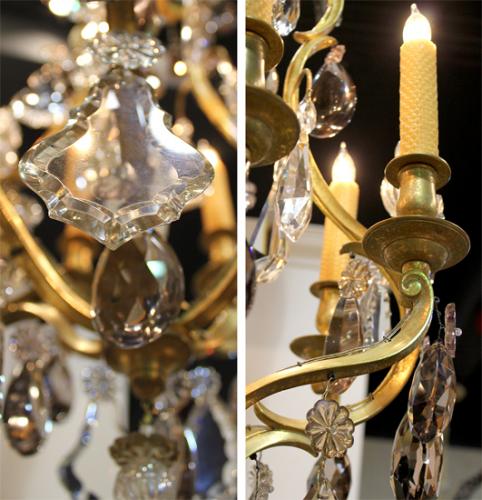 A Glittering 19th Century Italian Six-Light Gilt Bronze and Rock Crystal Chandelier No. 4055